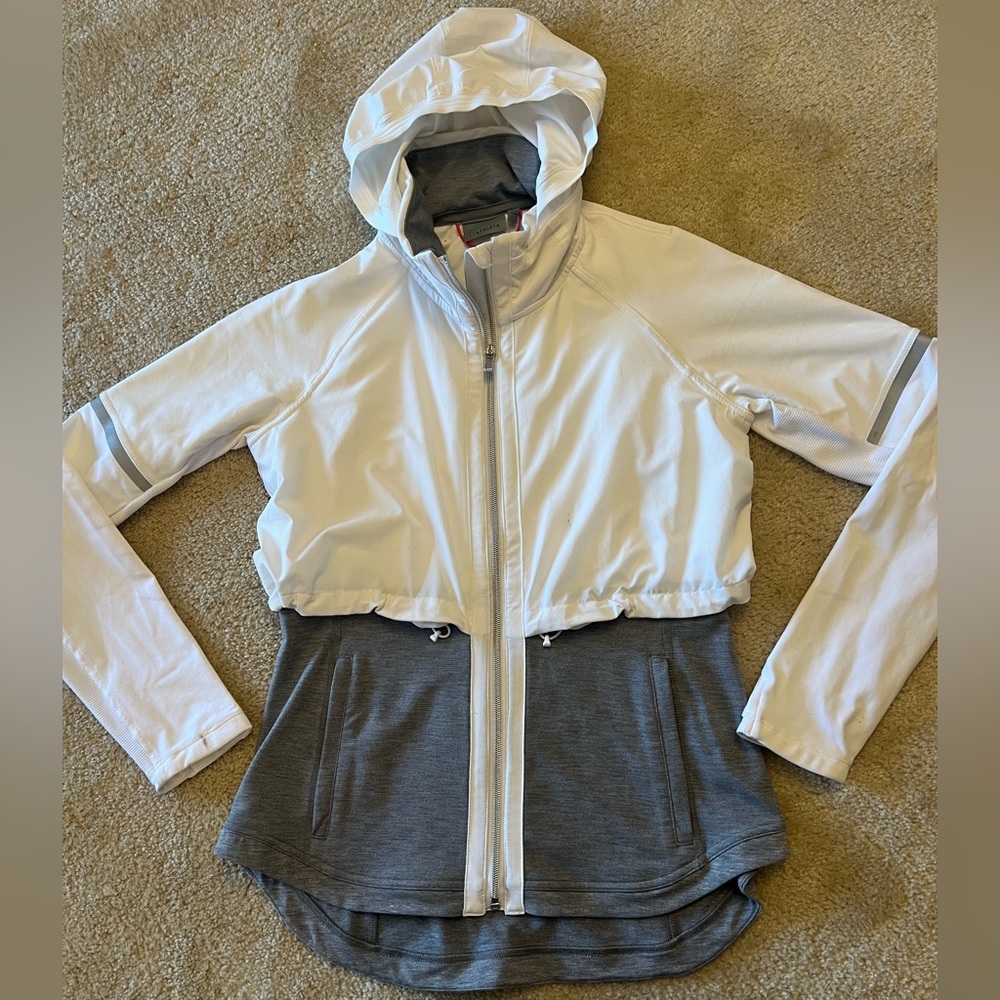 Athleta Premium Hybrid Woven Zip Hoodie Jacket coat women running gym training S